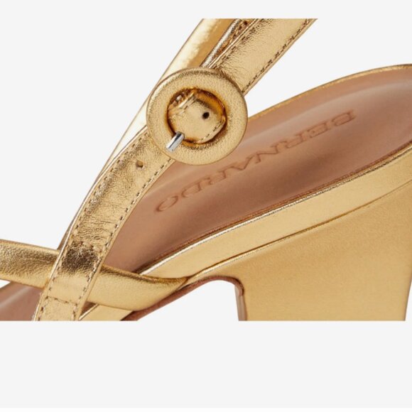 NEW BERNARDO Made In Brazil Patent Leather Naples Heels in gold  7256j3 - Picture 6 of 10